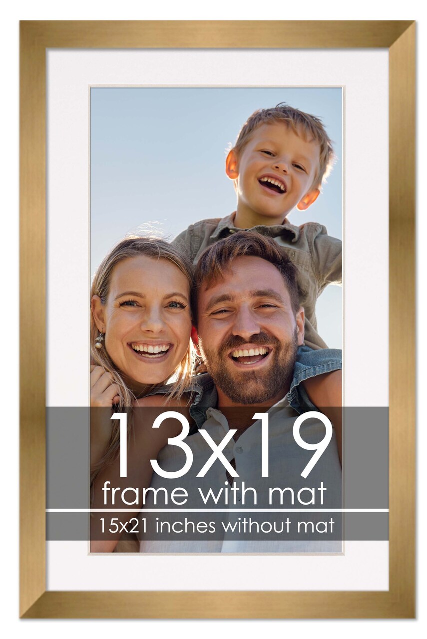 13x19 Frame with Mat - Bronze 15x21 Frame Wood Made to Display Print or Poster Measuring 13 x 19 Inches with White Photo Mat
